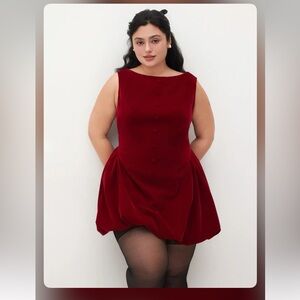 Cider VELVET BOAT NECK RUFFLE BUBBLE HEM MINI DRESS CURVE & PLUS 4XL Cc15-1